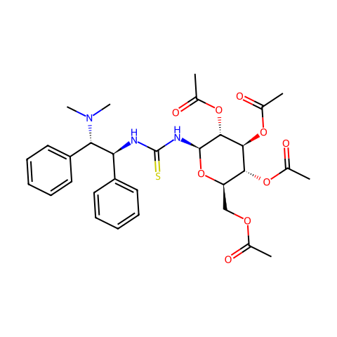 N-[(1S,2S)-2-(二甲基氨基)-1,2-二苯基乙基]-N'-(2,3,4,6-四-O-乙酰基-Β-D-吡喃葡萄糖基)硫脲结构图