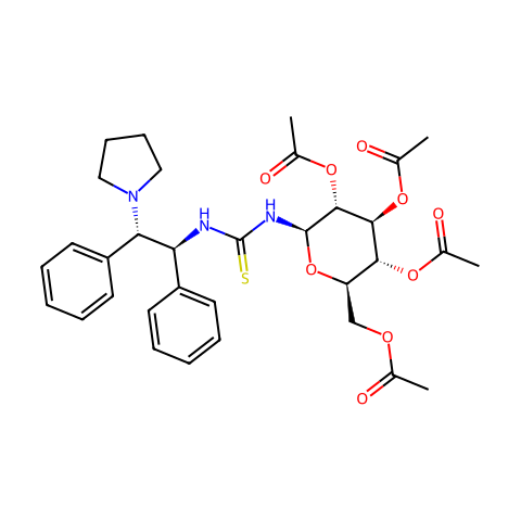 N-[(1S,2S)-1,2-二苯基-2-(1-吡咯烷基)乙基]-N'-(2,3,4,6-四-O-乙酰基-Β-D-吡喃葡萄糖基)硫脲结构图