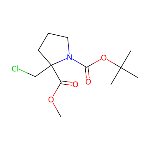 1-tert-butyl 2-methyl 2-(chloromethyl)pyrrolidine-1,2-dicarboxylate结构图
