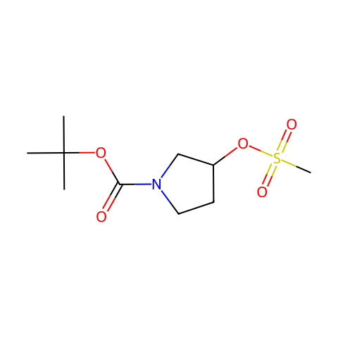 (R)-1-叔丁氧羰基-3-甲磺酰氧基吡咯烷结构图