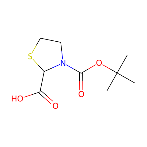 3-(叔丁氧基羰基)噻唑烷-2-羧酸结构图
