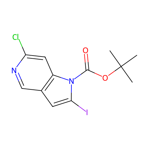 tert-butyl 6-chloro-2-iodo-1H-pyrrolo[3,2-c]pyridine-1-carboxylate结构图