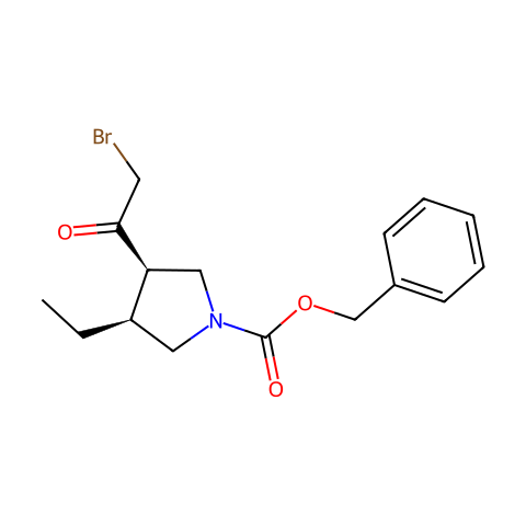 (3R,4S)-3-(2-溴乙酰基)-4-乙基-1-吡咯烷羧酸苄酯结构图