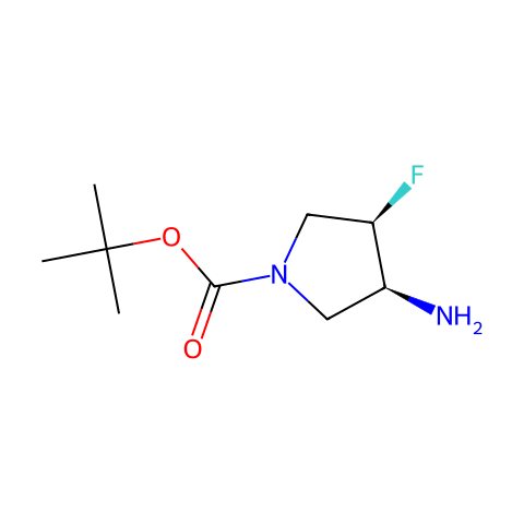 顺-3-氨基-4-氟吡咯烷-1-羧酸叔丁酯结构图