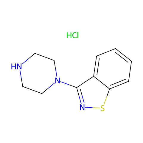 3-(1-哌嗪基)苯并异噻唑盐酸盐结构图