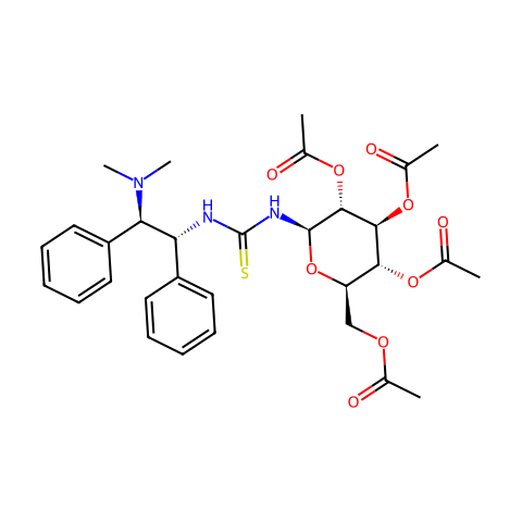 N-[(1R,2R)-2-(二甲基氨基)-1,2-二苯基乙基]-N'-(2,3,4,6-四-O-乙酰基-Β-D-吡喃葡萄糖基)硫脲结构图