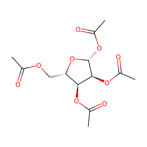 β-L-呋喃核糖 1,2,3,5-四-O-乙酸酯结构图