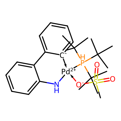 甲烷磺酰（三叔丁基膦基）（2''-氨基-1,1''-联苯-2-基）钯（II）结构图
