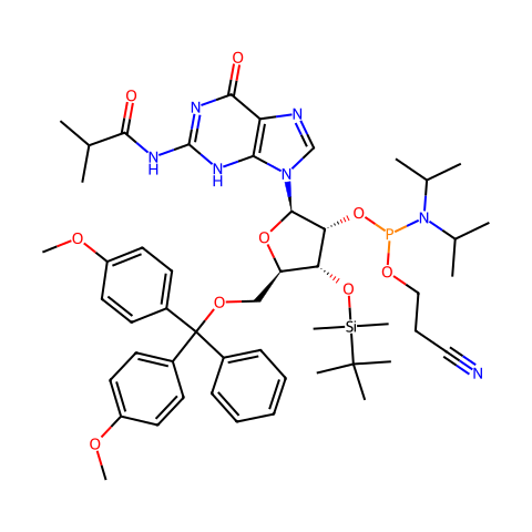3'-TBDMS-IBU-RG 亚磷酰胺单体结构图