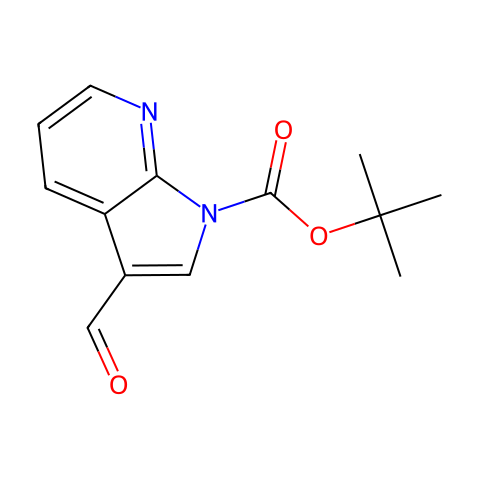 TERT-BUTYL 3-FORMYL-1H-PYRROLO[2,3-B]PYRIDINE-1-CARBOXYLATE结构图