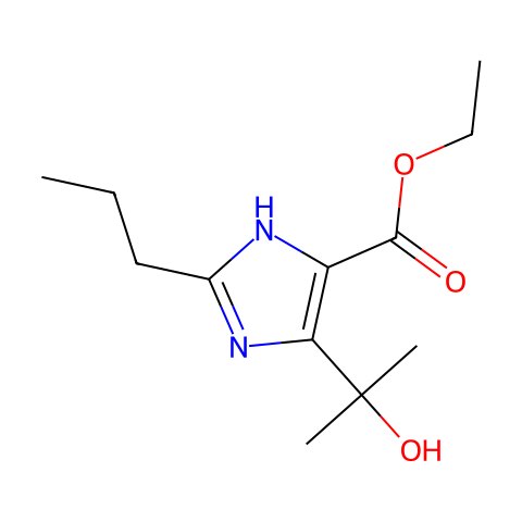 4-(1-羟基-1-甲基乙基)-2-丙基-1H-咪唑-5-羧酸乙酯结构图