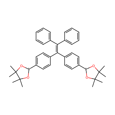 2,2'-((2,2-二苯基乙烯-1,1-二基)双(4,1-亚苯基))双(4,4,5,5-四甲基-1,3,2-二氧硼杂环戊烷)结构图