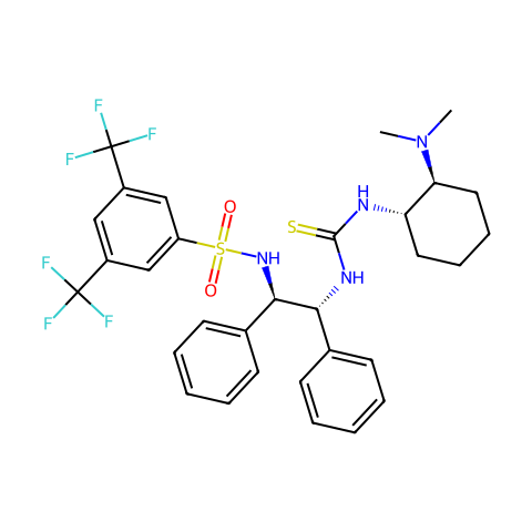 N-[（1R，2R）-2-[[[[（（1S，2S）-2-（二甲基氨基）环己基]氨基]硫代甲基]氨基]-1,2-二苯乙基]-3,5-双（三氟甲基）苯磺酰胺结构图