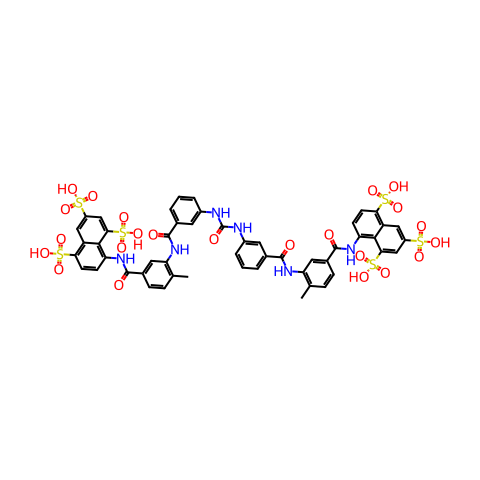 8,8'-[carbonylbis[imino-3,1-phenylenecarbonylimino(4-methyl-3,1-phenylene)carbonylimino]]bisnaphthalene-1,3,5-trisulphonic acid结构图