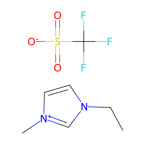1-乙基-3-甲基咪唑三氟甲磺酸盐（EMIM Otf）结构图