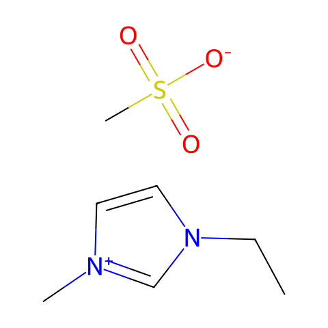 1-乙基-3-甲基咪唑鎓甲烷磺酸盐结构图