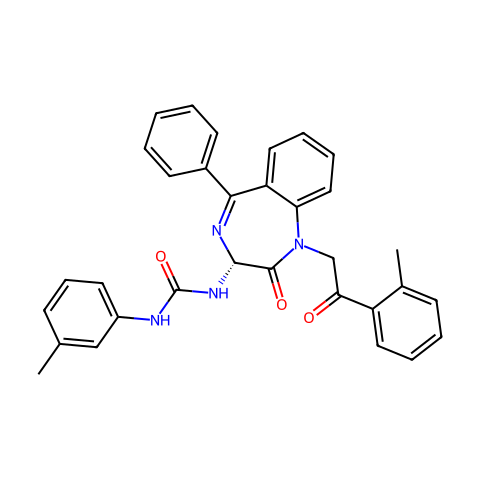 (R)-N-[2,3-DIHYDRO-1-[2-(2-METHYLPHENYL)-2-OXOETHYL]-2-OXO-5-PHENYL-1H-1,4-BENZODIAZEPIN-3-YL]-N'-(3-METHYLPHENYL)-UREA结构图