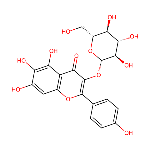 6-羟基山柰酚-3-O-β-D-葡萄糖苷结构图