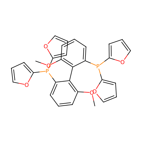 (R)-(+)-2,2'-双(二-2-呋喃磷酰)-6,6'-二甲氧基-1,1'-联苯结构图