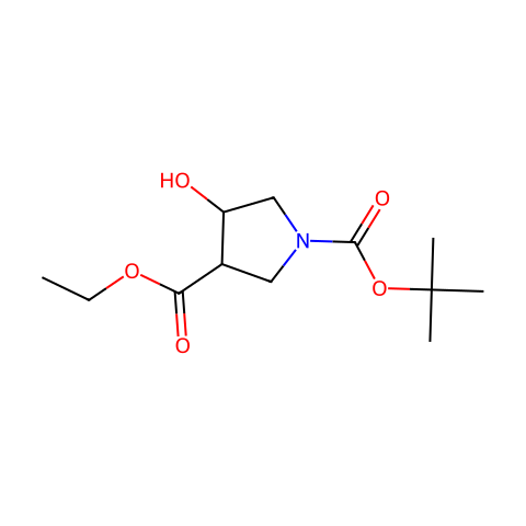 1-叔丁氧羰基-4-羟基吡咯烷-3-羧酸乙酯结构图