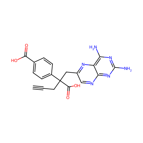 4-(2-Carboxy-1-(2,4-diaminopteridin-6-yl)pent-4-yn-2-yl)benzoic acid结构图