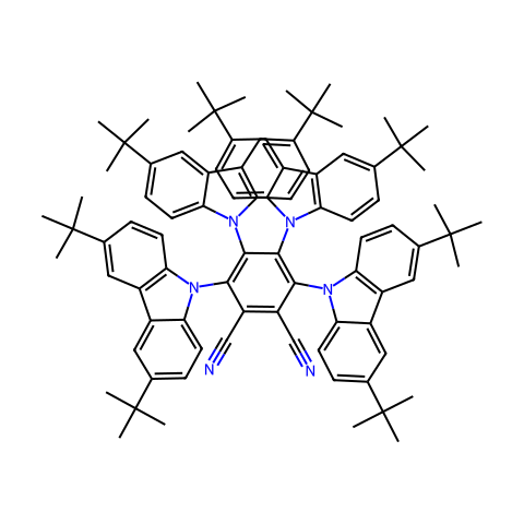 3,4,5,6-四(3,6-二叔丁基-9-咔唑基)-对苯二腈结构图