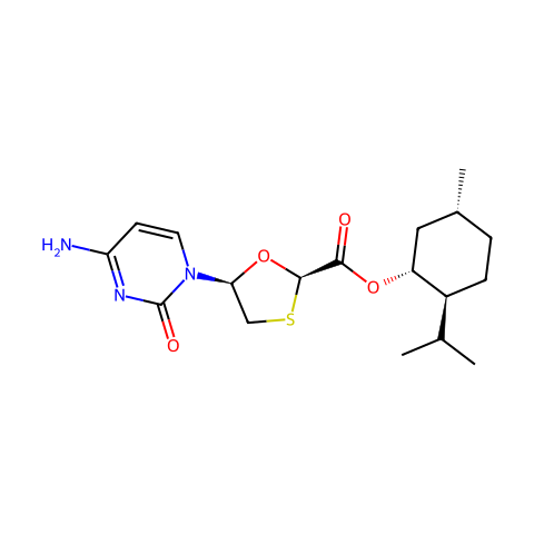 5-(4-氨基-2-氧代-2H-嘧啶-1-基)-[1,3]1,3-氧硫杂环戊-2-甲酸孟酯结构图