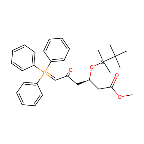 (3R)-叔丁基二甲硅氧基-5-氧代-6-三苯基膦烯己酸甲酯结构图