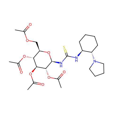 N-[(1S,2S)-2-(1-吡咯烷基)环己基]-N'-(2,3,4,6-四-O-乙酰基-Β-D-吡喃葡萄糖基)硫脲结构图