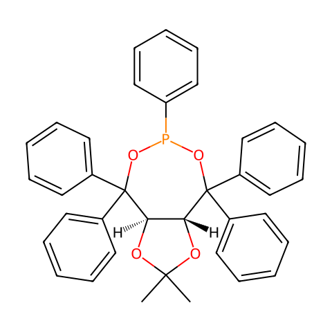(3aR，8aR)-2,2-二甲基-4,4,6,8-五苯基四氢-[1,3]二氧杂环[4,5-e][1,3,2]二氧膦结构图
