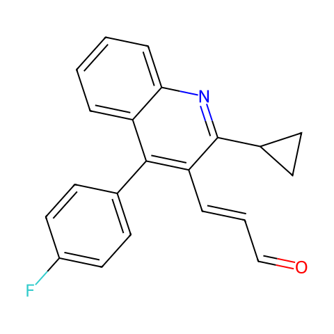 (E)-3-[2-环丙基-4-(4-氟苯基)-3-喹啉-2-丙烯醛结构图