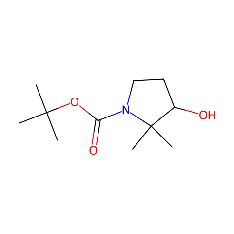 tert-butyl 3-hydroxy-2,2-dimethylpyrrolidine-1-carboxylate结构图