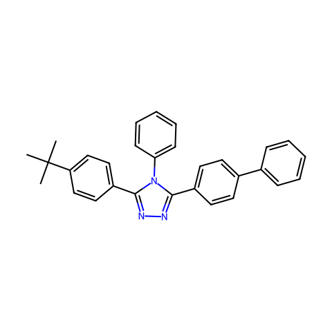 3-(联苯-4-基)-5-(4-叔丁基苯基)-4-苯基-4H-1,2,4-三唑结构图