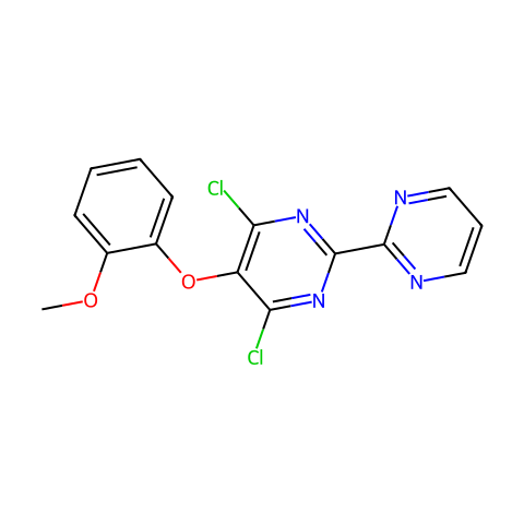 4,6-二氯-5-(2-甲氧基苯氧基)-2,2-二嘧啶结构图