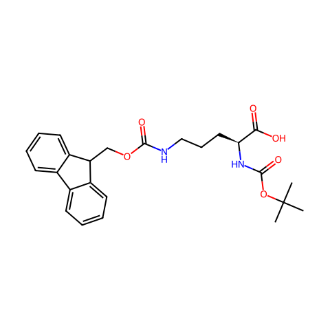 N-叔丁氧羰基-N'-芴甲氧羰基-L-鸟氨酸结构图