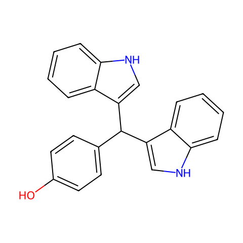 4-(Di(1H-indol-3-yl)methyl)phenol结构图