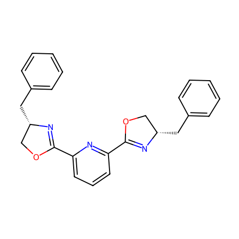 2,6-双[(4S)-苄基-2-恶唑啉-2-基]吡啶结构图