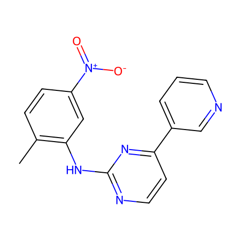 N-(2-甲基-5-硝基苯基)-4-(3-吡啶基)-2-嘧啶胺结构图