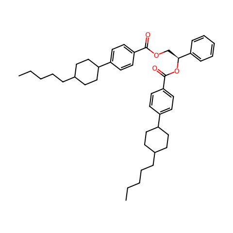 双4-(4’-戊基环己基苯甲酸)-(1R)-1-苯基-1,2-乙二醇酯结构图