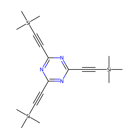 2,4,6-三((三甲基甲硅烷基)乙炔基)-1,3,5-三嗪结构图