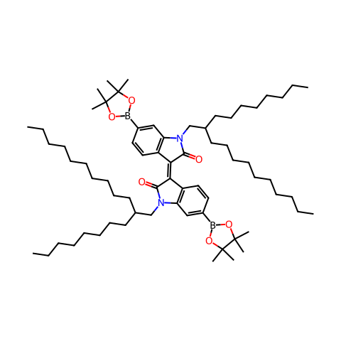 N,N'-双(2-辛基十二烷基)-6,6'-双(4,4,5,5-四甲基-1,3,2-二氧杂环戊硼烷-2-基)异靛结构图