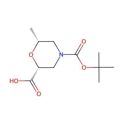 (2R,6R)-4-(tert-butoxycarbonyl)-6-methylmorpholine-2-carboxylic acid结构图