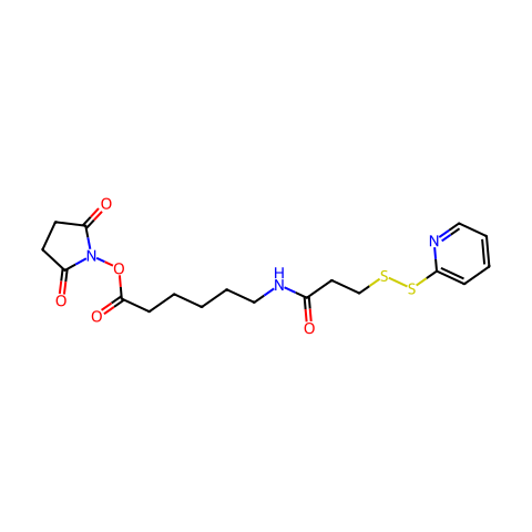 琥珀酰亚胺基-6-[3-(2-吡啶基二硫基)丙酰胺基]己酸结构图