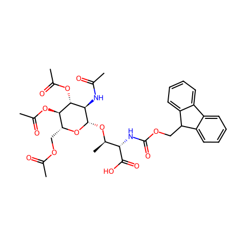 Fmoc-Thr(GlcNAc(Ac)-β-D)-OH结构图