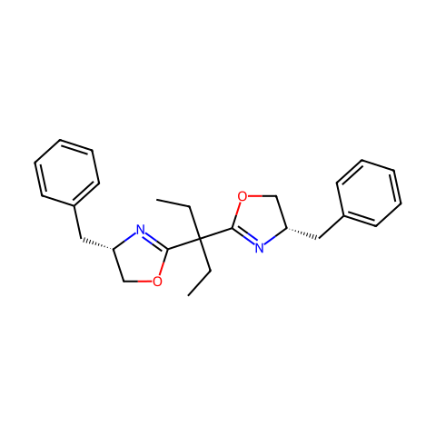 (4S,4'S)-2,2'-(戊烷-3,3'-二基)双(4-苄基-4,5-二氢噁唑)结构图