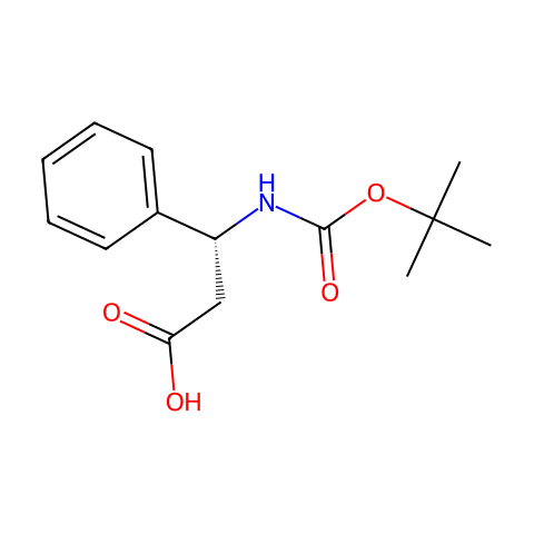 (R)-3-(Boc-氨基)-3-苯基丙酸结构图