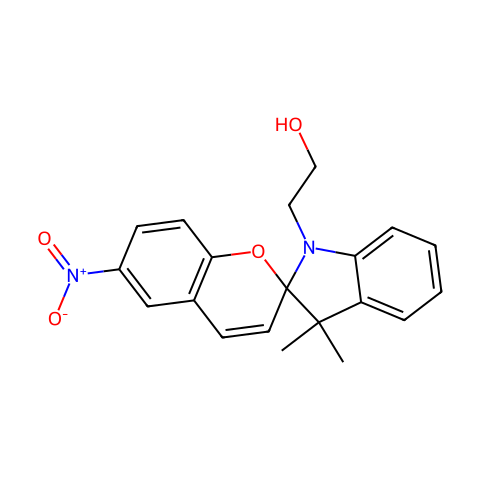 1-(2-羟乙基)-3,3-二甲基吲哚啉-6'-硝基苯并螺吡喃结构图