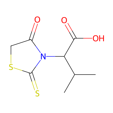 3-Methyl-2-(4-oxo-2-thioxo-thiazolidin-3-yl)-butyric acid结构图
