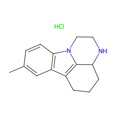 8-甲基-2,3,3A,4,5,6-六氢-1H-吡嗪并-[3,2,1-JK]咔唑盐酸盐结构图