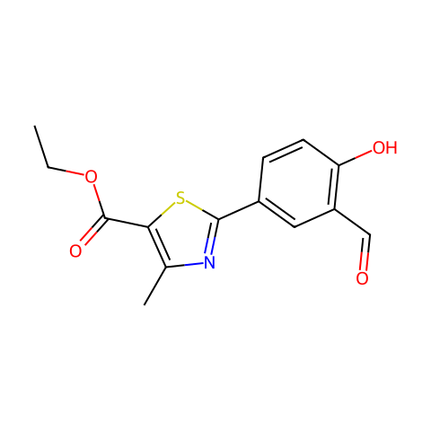 2-(3-醛基-4-羟基苯基)-4-甲基噻唑-5-羧酸乙酯结构图